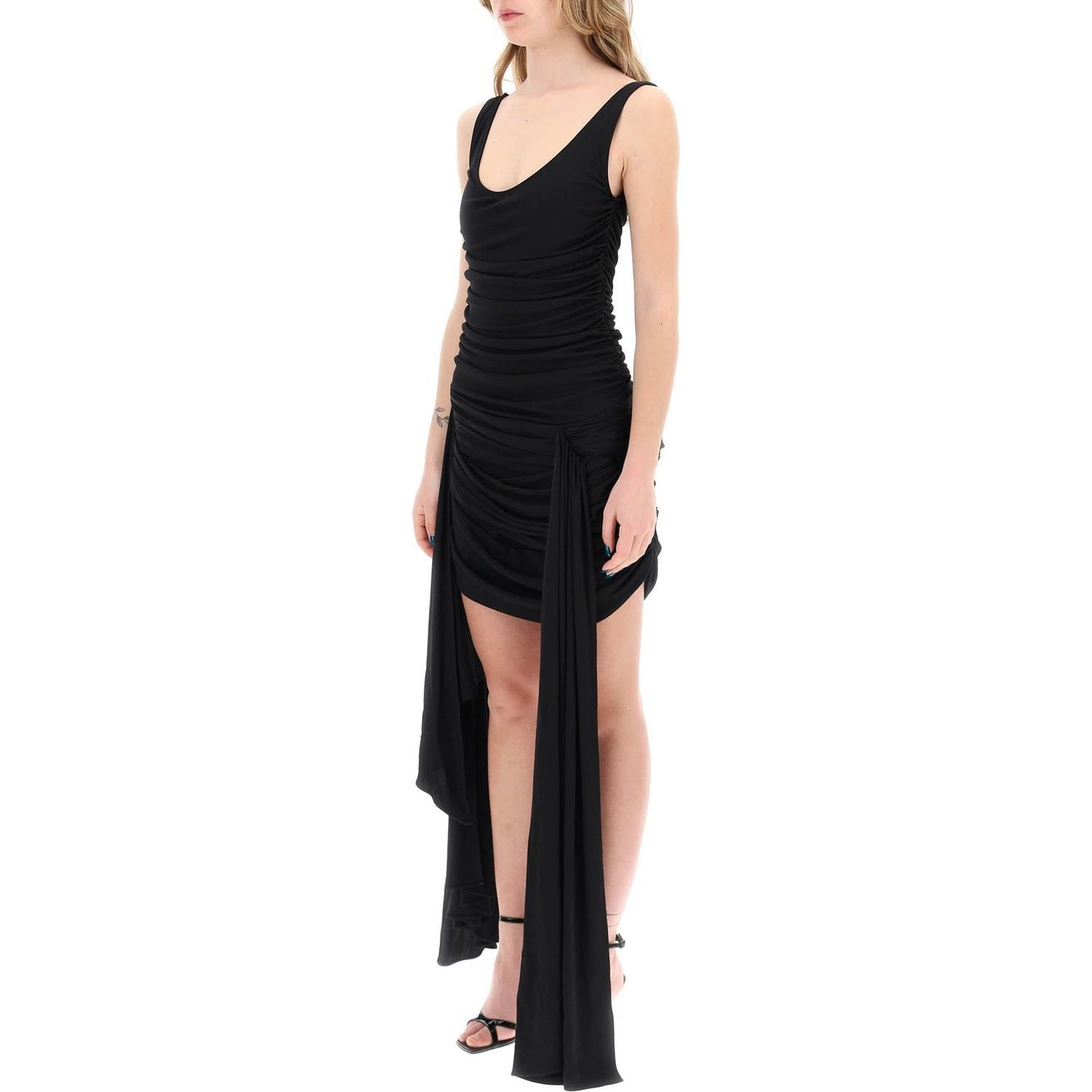 Mugler draped mini dress with side trains Dresses Mugler