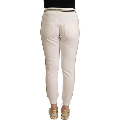 Patrizia Pepe White Polyester Mid Waist Jogger Pants