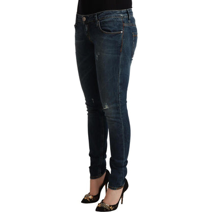 Acht Blue Washed Low Waist Slim Fit Denim Jeans