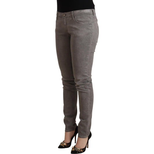 Acht Chic Gray Low Waist Skinny Cotton Jeans Acht