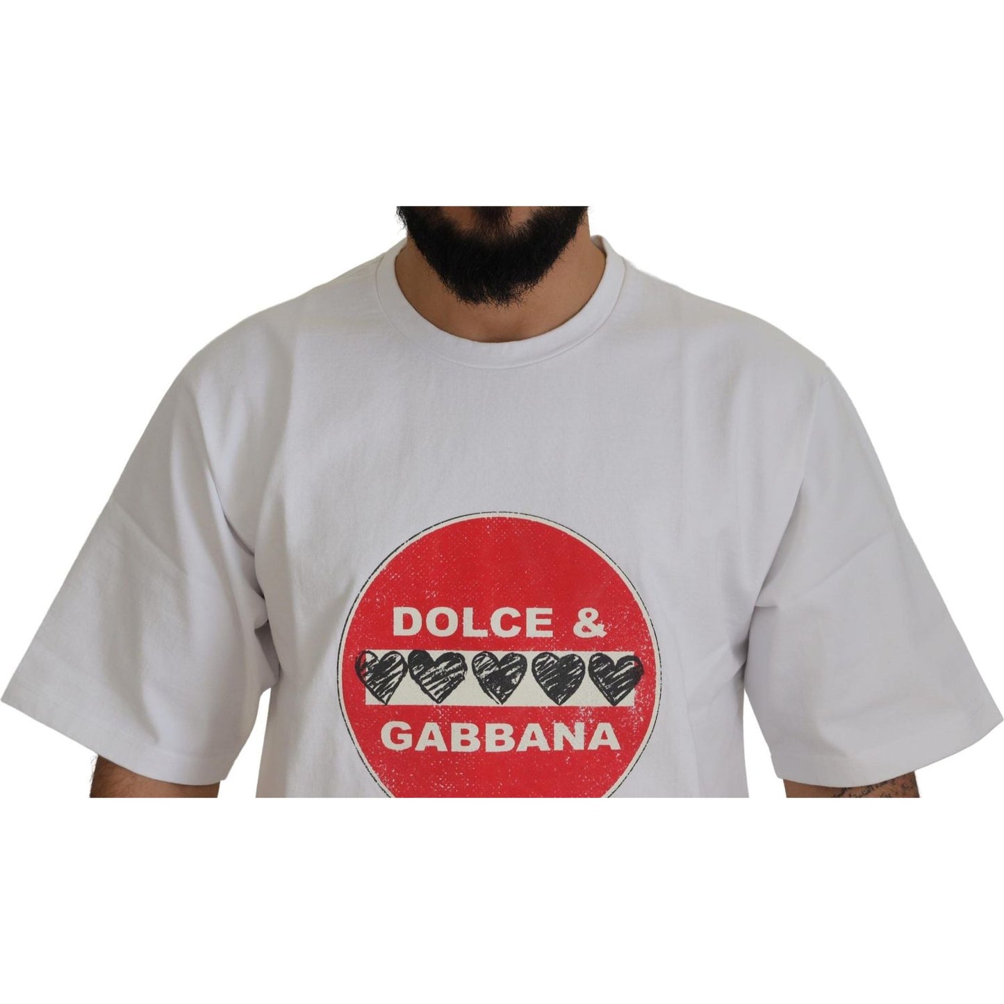 Dolce & Gabbana Chic White Cotton Heart Amor T-shirt Dolce & Gabbana