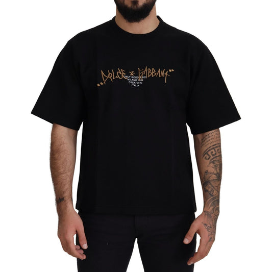 Dolce & Gabbana Elegant Black Cotton Blend Crewneck T-Shirt Dolce & Gabbana