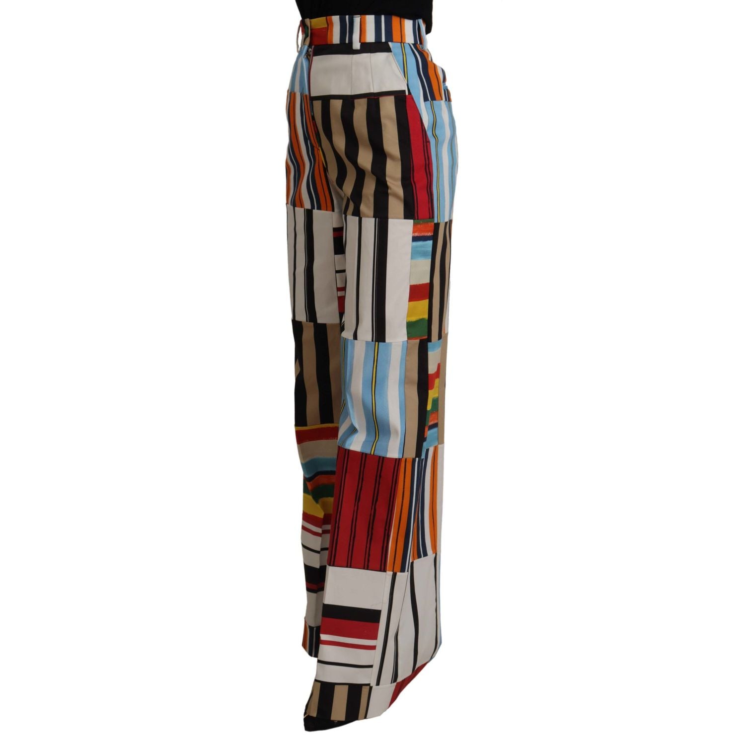 Dolce & Gabbana Multicolor Striped High Waist Cotton Pants