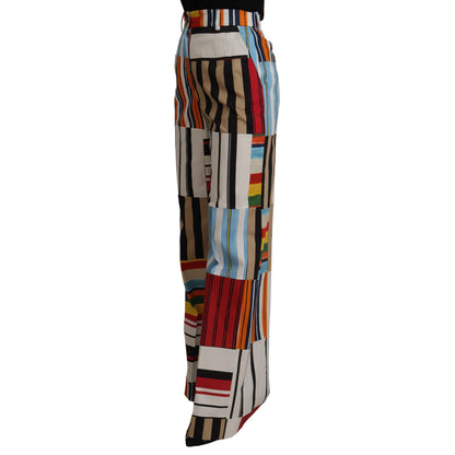 Dolce & Gabbana Multicolor Striped High Waist Cotton Pants