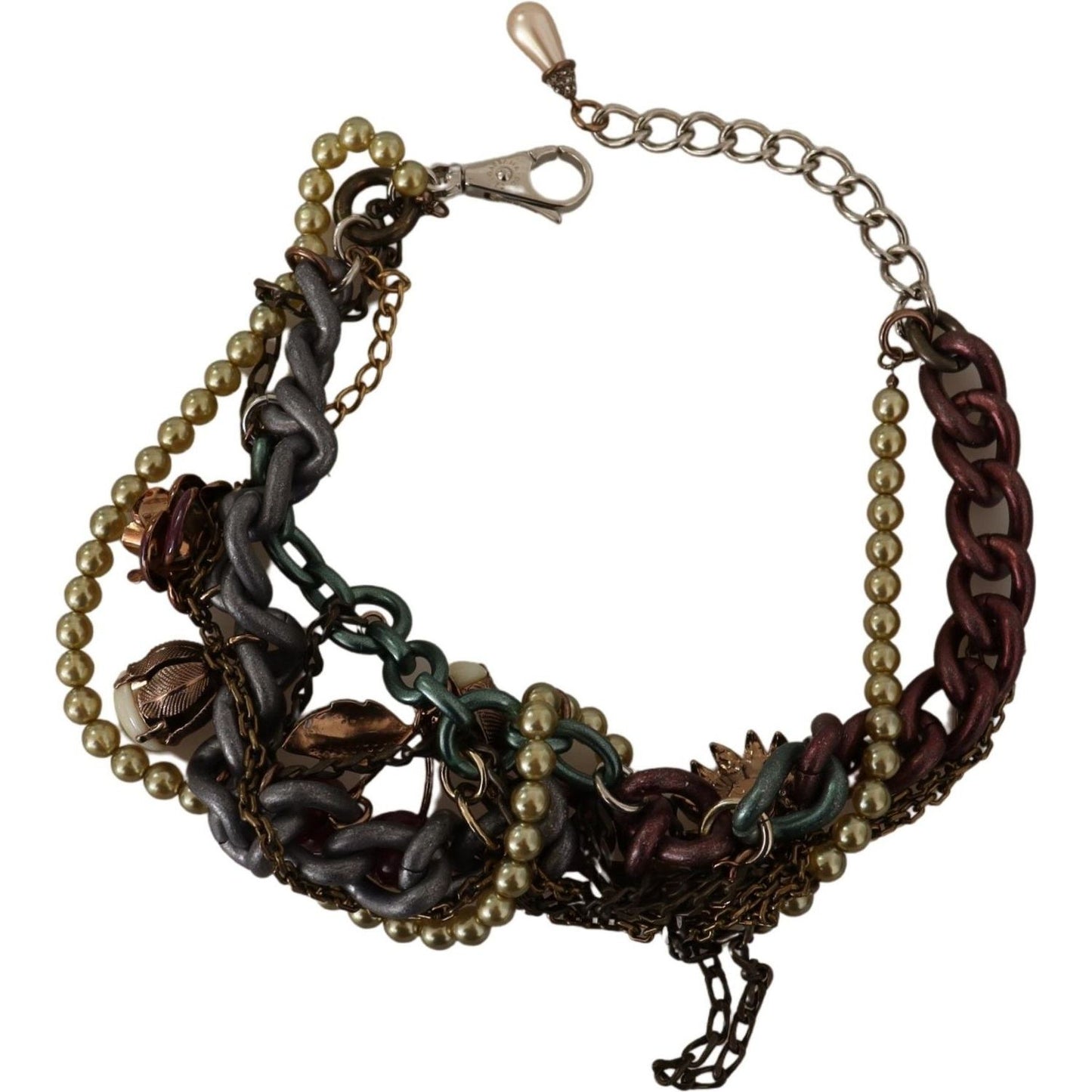 Dolce & Gabbana Gold Brass Sicily Floral Crystal Statement Necklace