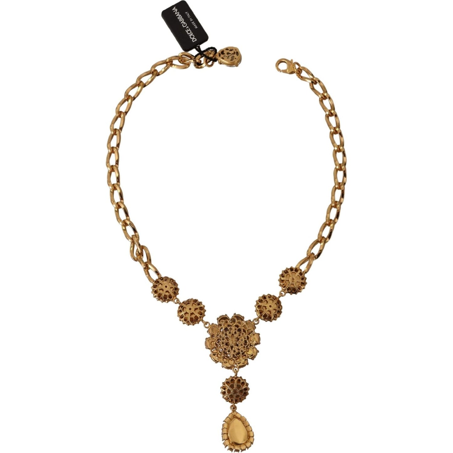 Dolce & Gabbana Elegant Floral Crystal Statement Necklace WOMAN NECKLACE Dolce & Gabbana