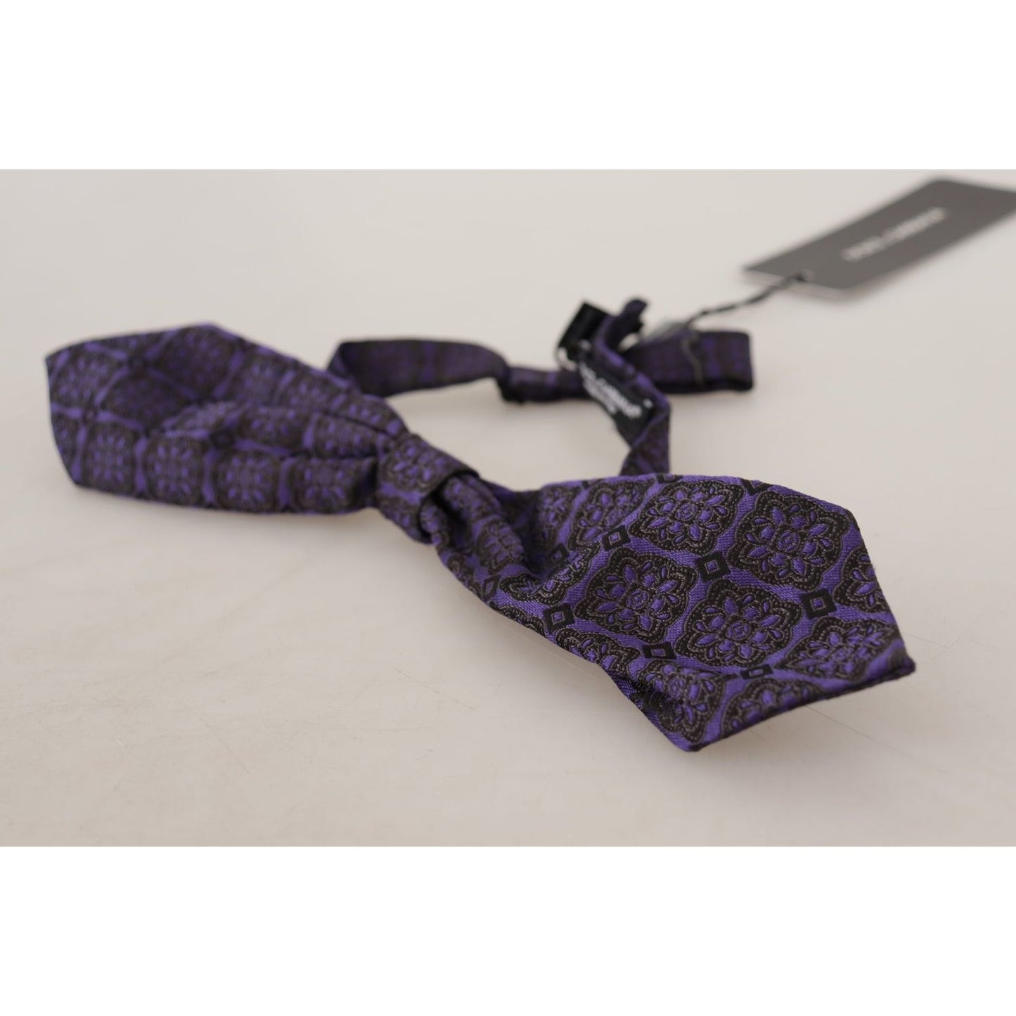 Dolce & Gabbana Elegant Blue Geometric Silk Bow Tie Dolce & Gabbana