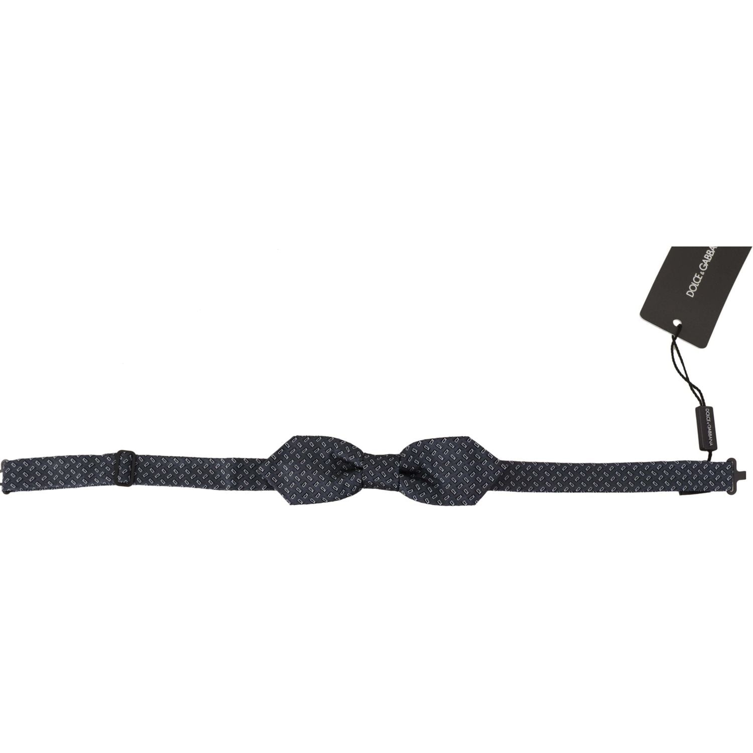 Dolce & Gabbana Blue Gray Polka Dot 100% Silk Neck Papillon Tie