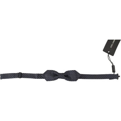 Dolce & Gabbana Blue Gray Polka Dot 100% Silk Neck Papillon Tie