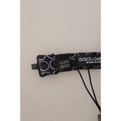Dolce & Gabbana Black White Round 100% Silk Neck Papillon Tie