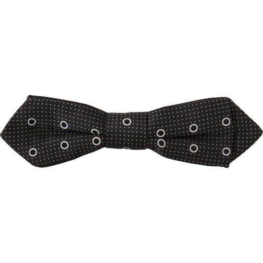 Dolce & Gabbana Black White Polka Dot 100% Silk Neck Papillon Tie