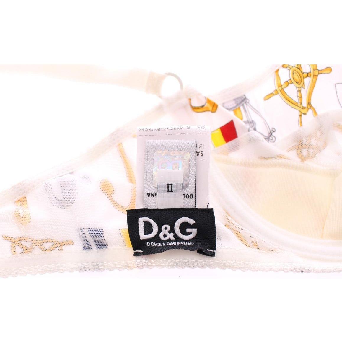 Dolce & Gabbana Elegant White Sailor Print Lingerie Set Dolce & Gabbana