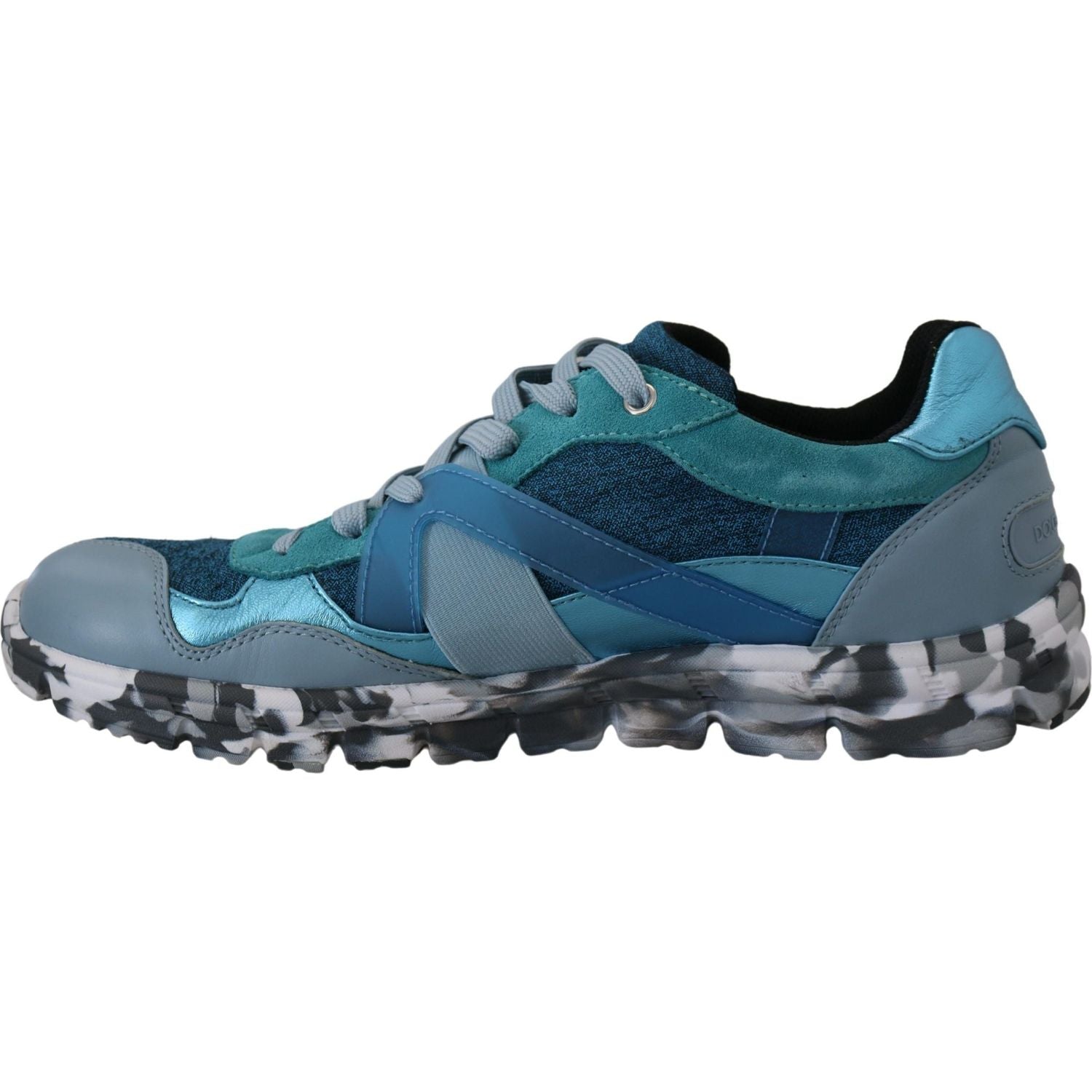 Dolce & Gabbana Blue Gray Leather Sport Low Top Sneakers