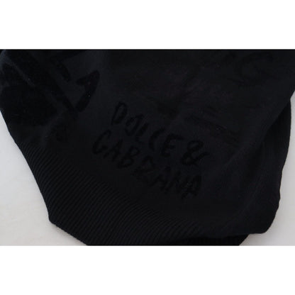Dolce & Gabbana Black Wool Logo Pattern Crewneck Pullover Sweater