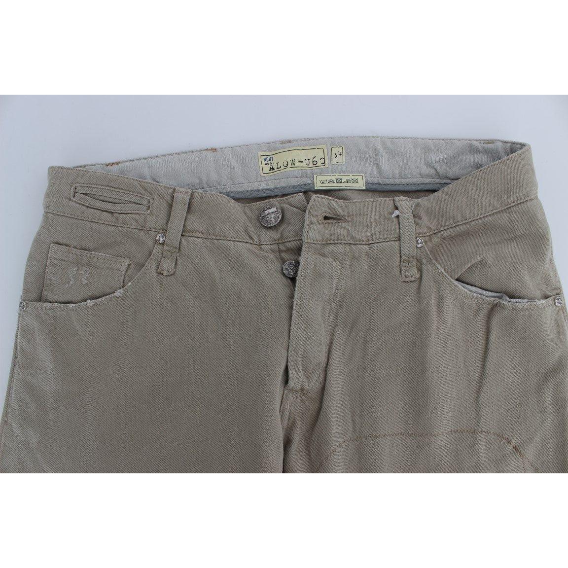 بنطلون جينز رجالي من القطن بقصّة مستقيمة باللون البيج من Acht