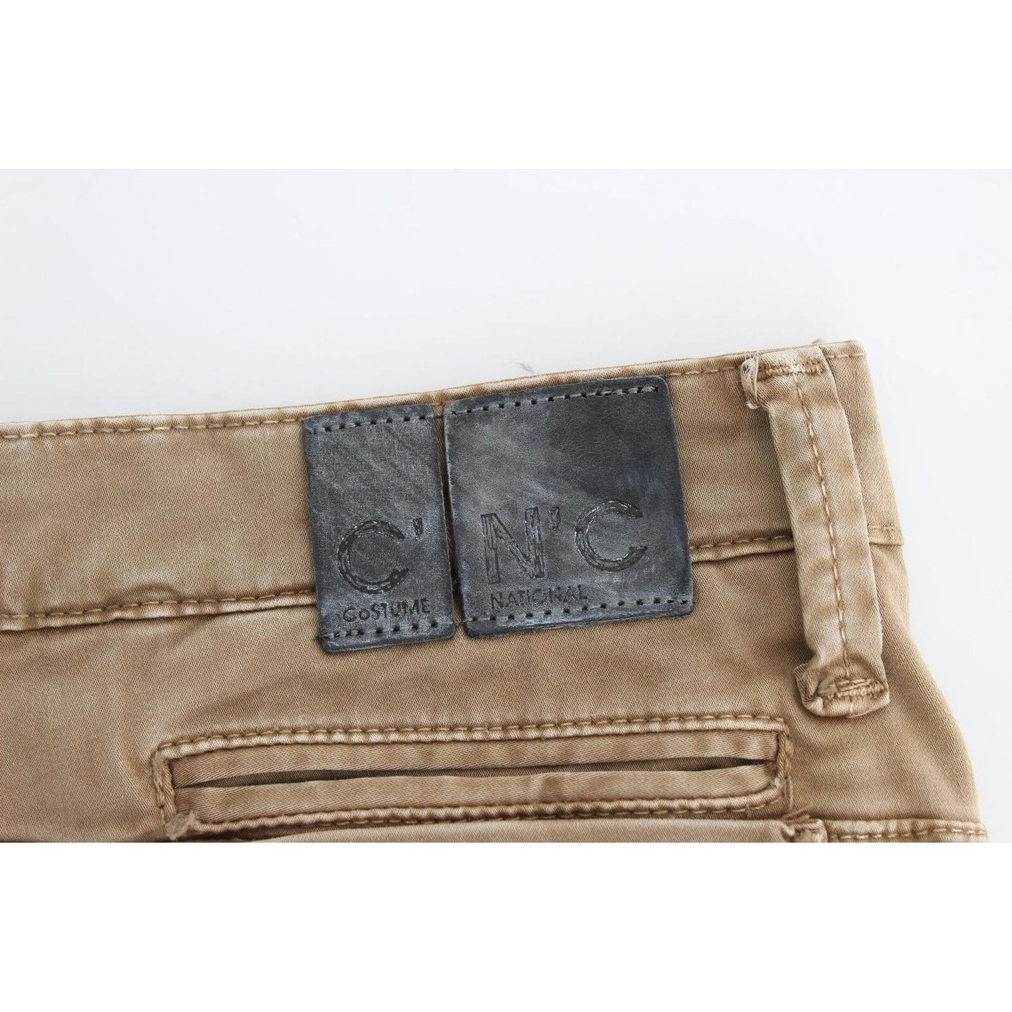 Costume National Beige Straight Leg Denim Pants Stretch Jeans