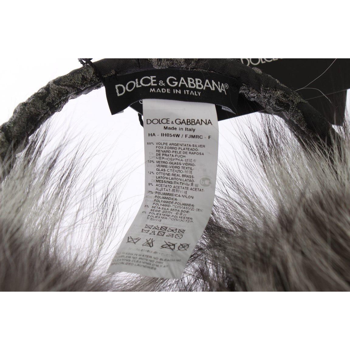 Dolce & Gabbana Elegant Fur and Crystal Ear Muffs Ear Muffs Dolce & Gabbana