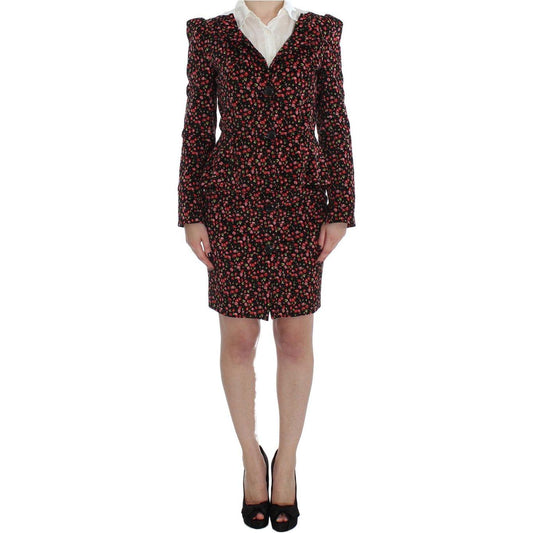 BENCIVENGA Black Multicolor Floral Suit