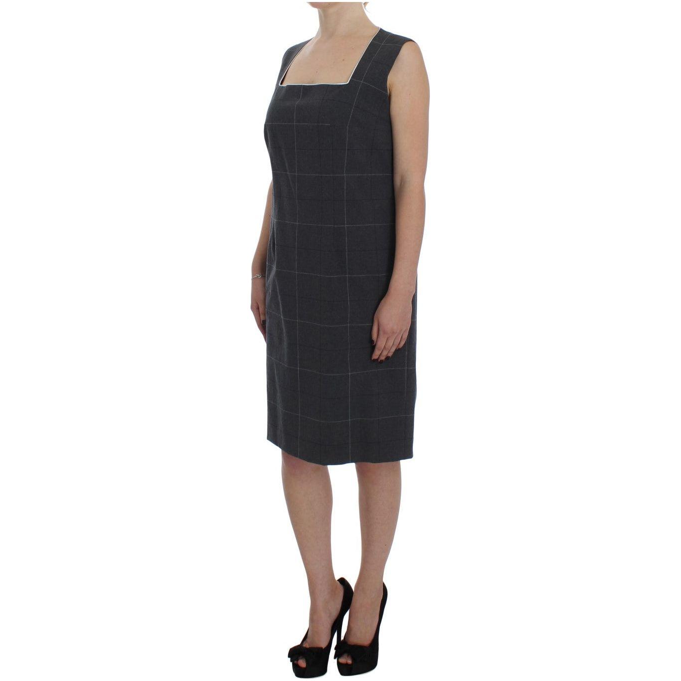 BENCIVENGA Elegant Gray Checkered Sheath Suit Set Suit BENCIVENGA