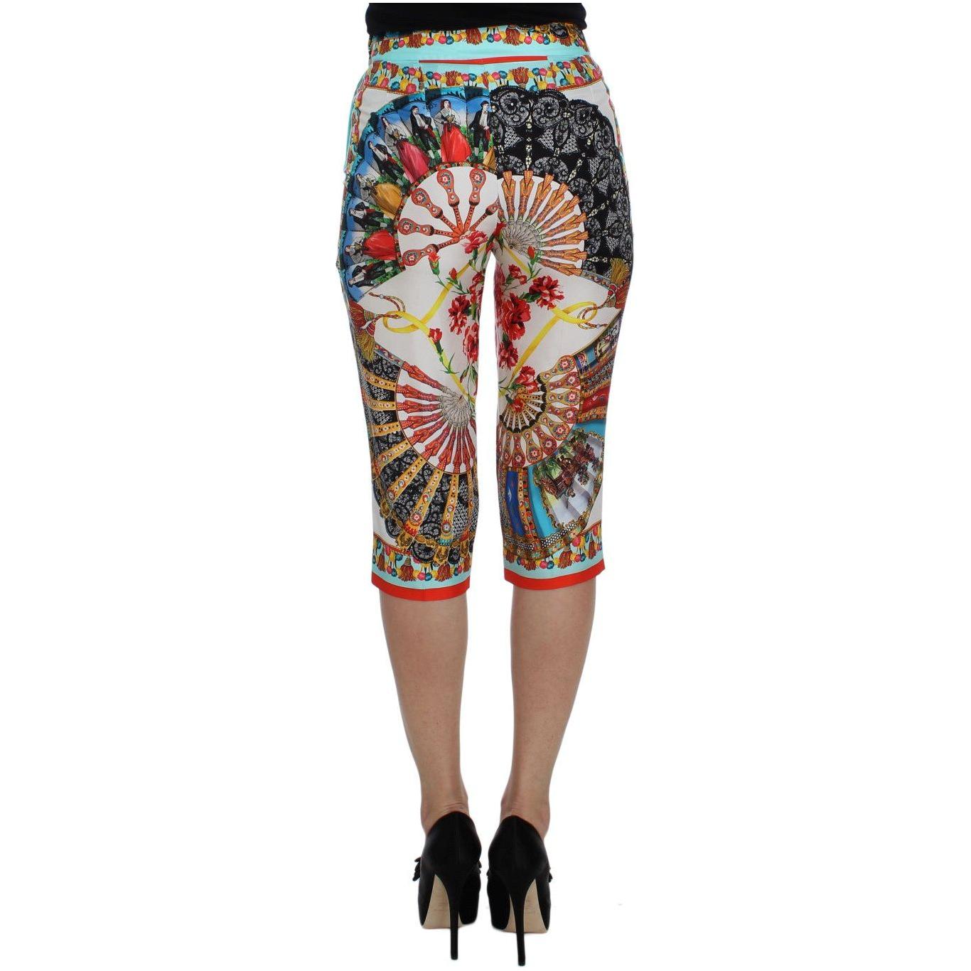 Dolce & Gabbana Multicolor Majolica Silk Capri Pants Dolce & Gabbana