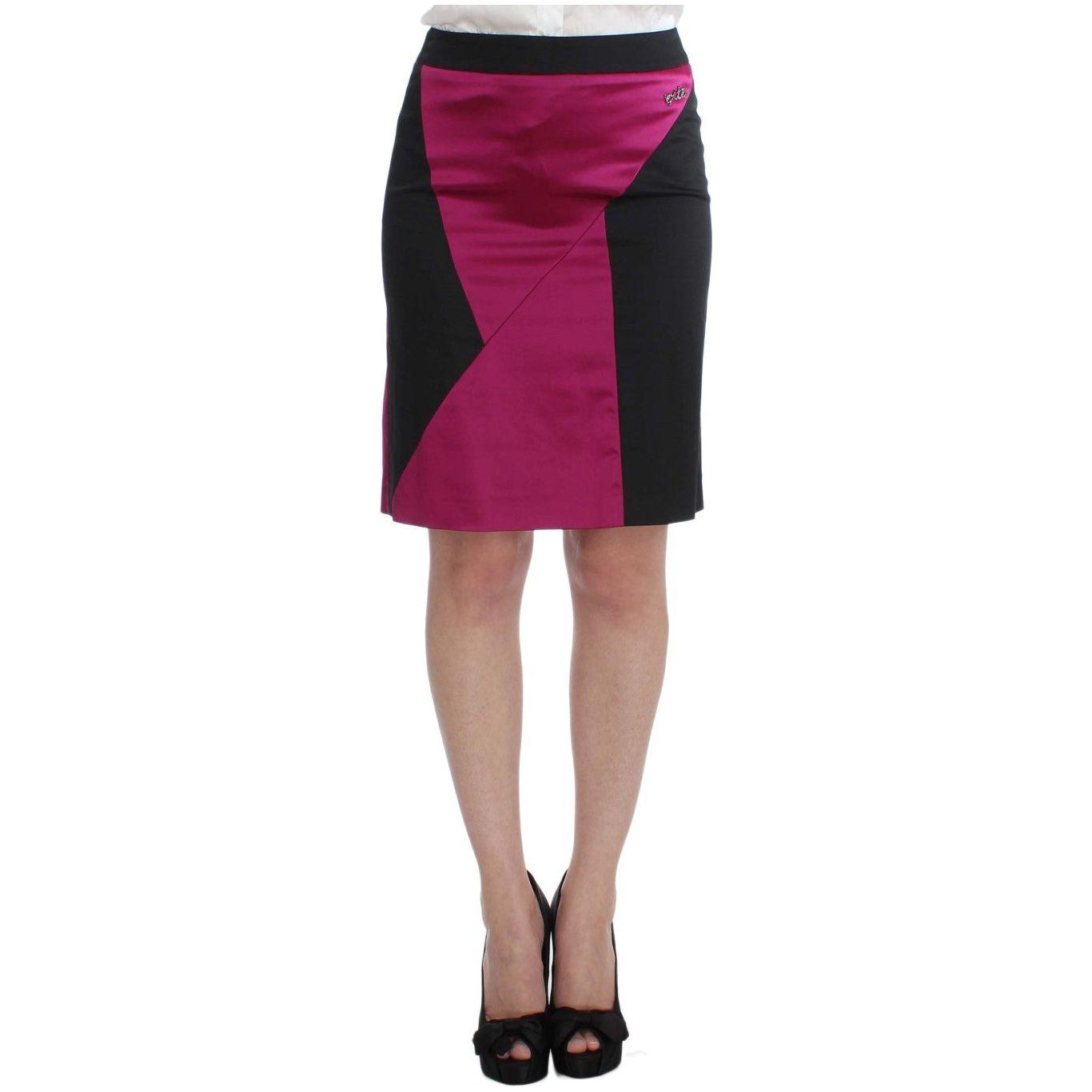 Exte Chic Black and Pink Skirt Suit Ensemble Skirt Suit Exte