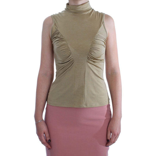 Exte Glamorous Gold Turtleneck Vest Top Exte