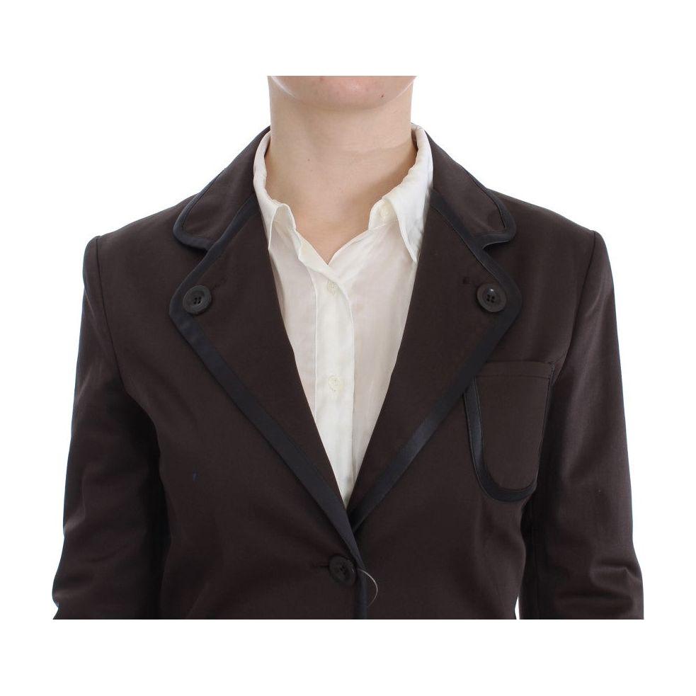 Exte Chic Brown Cotton-Elastane Suit Set Suit Exte