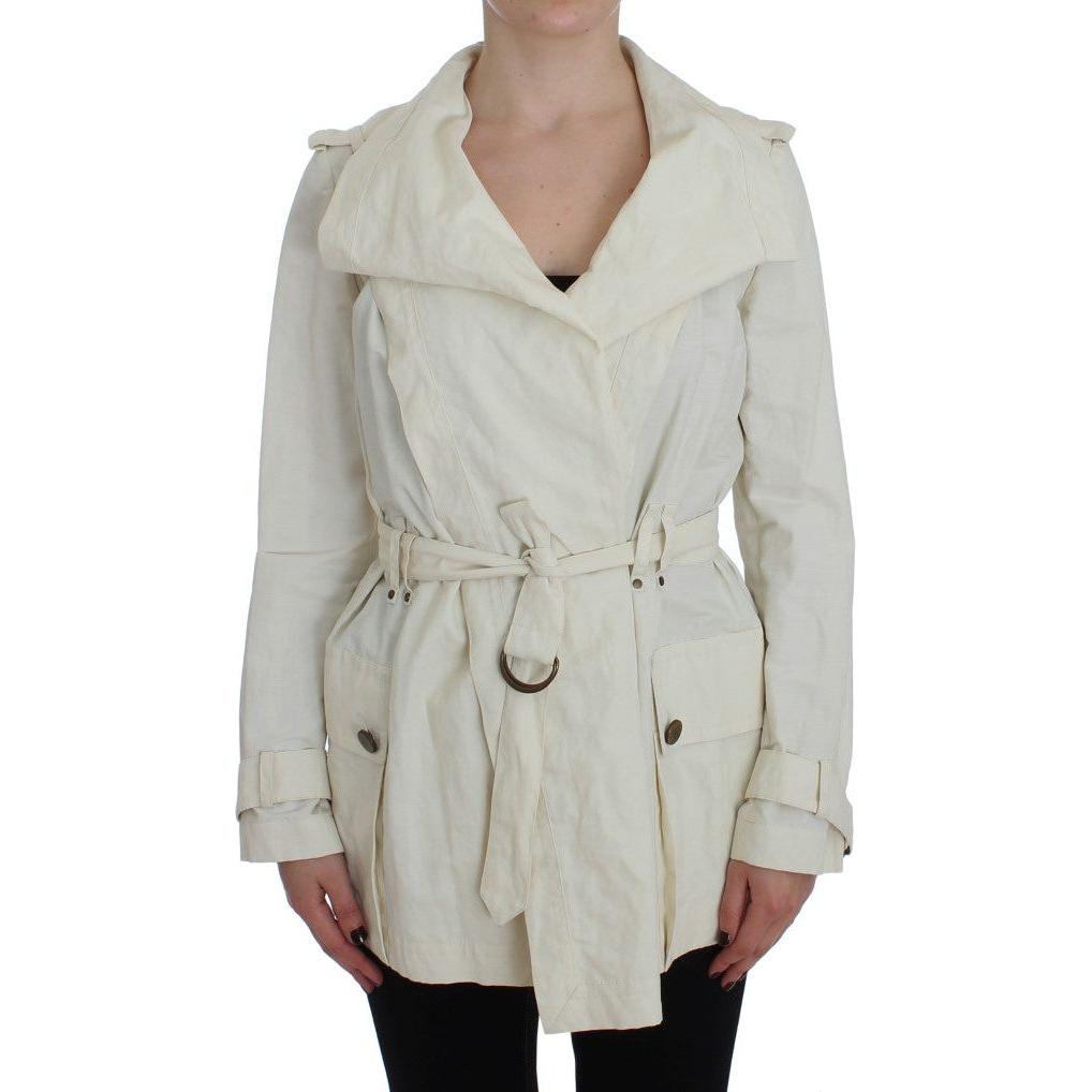 PLEIN SUD Elegant White Wrap Trench Jacket Coats & Jackets PLEIN SUD