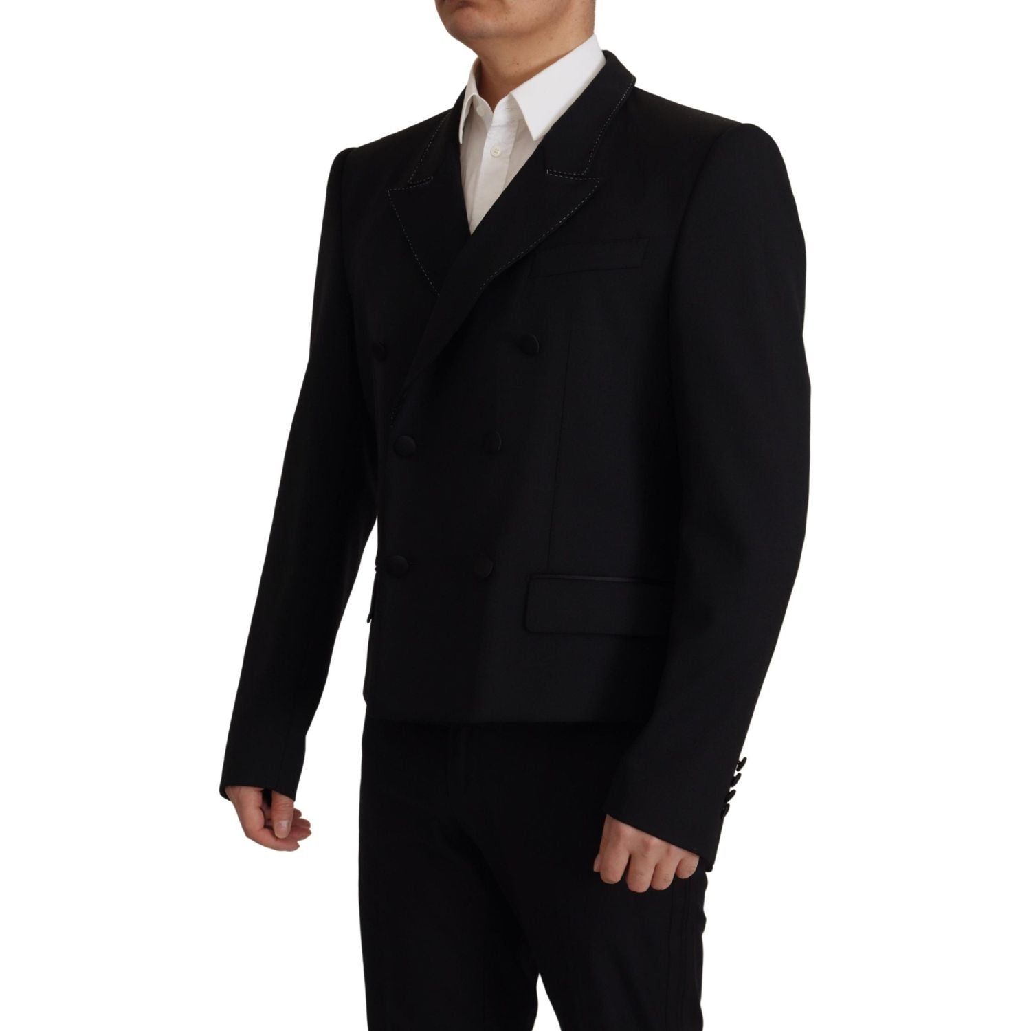 优雅双排扣羊毛西装外套