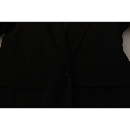 Dolce & Gabbana Black Wool Single Breasted Coat Blazer