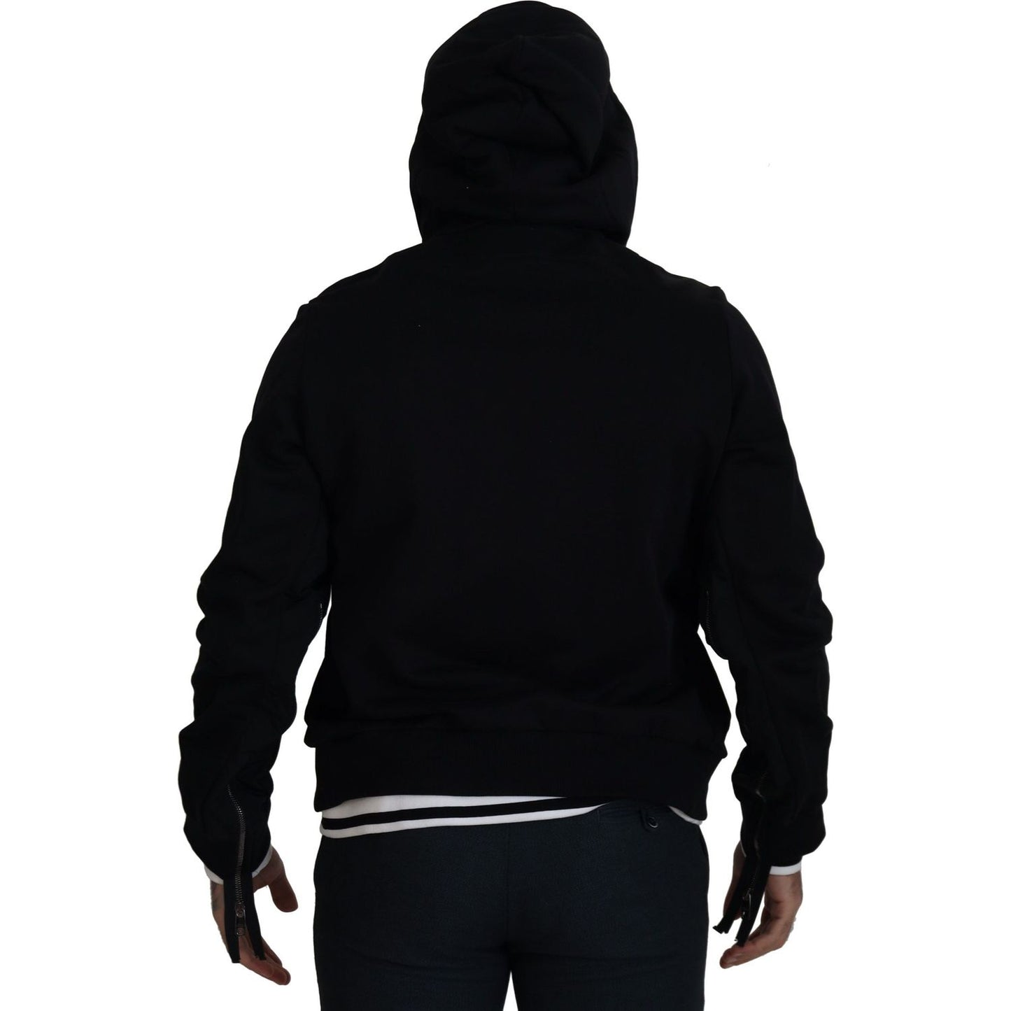 Dolce & Gabbana Elegant Black Bomber Jacket with Hood Dolce & Gabbana