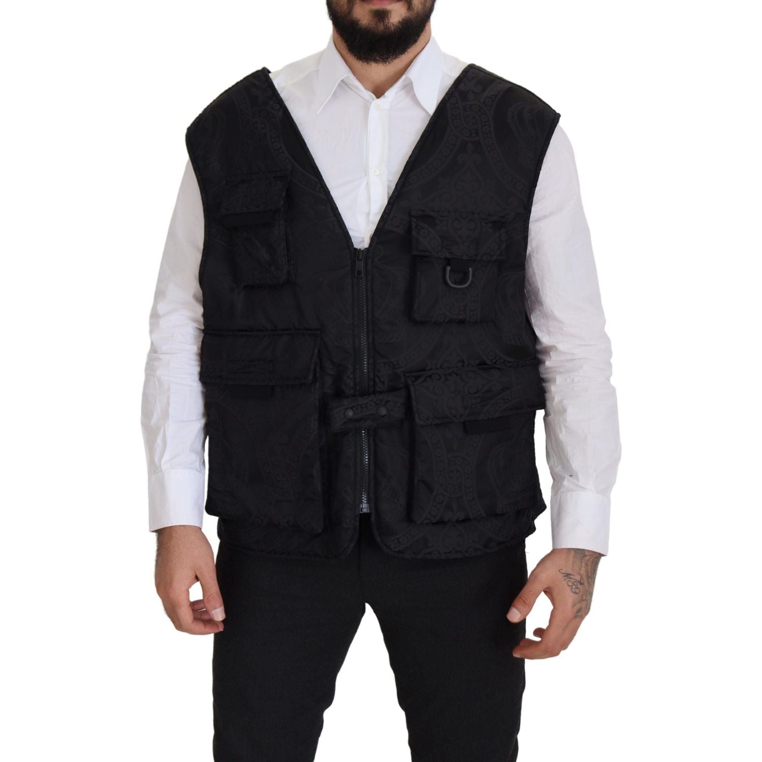 Dolce & Gabbana Black Nylon Full Zip Sleeveless Jacket