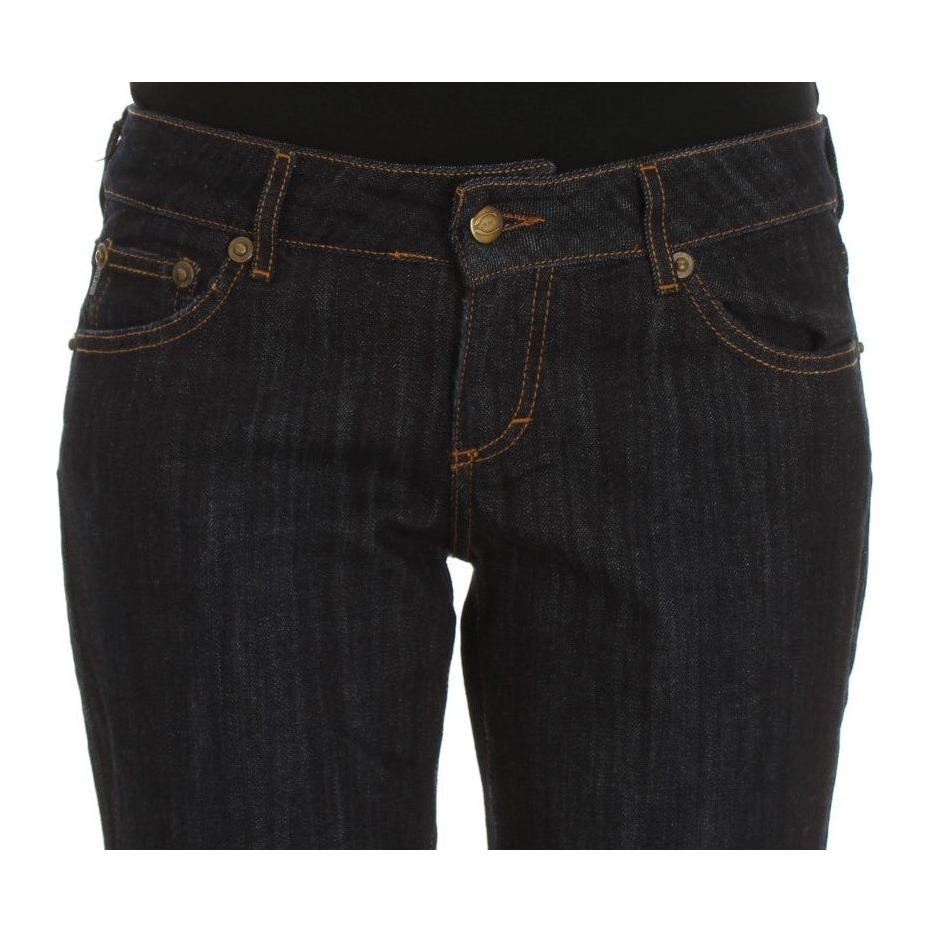 Cavalli Blue Cotton Straight Fit Stretch Jeans