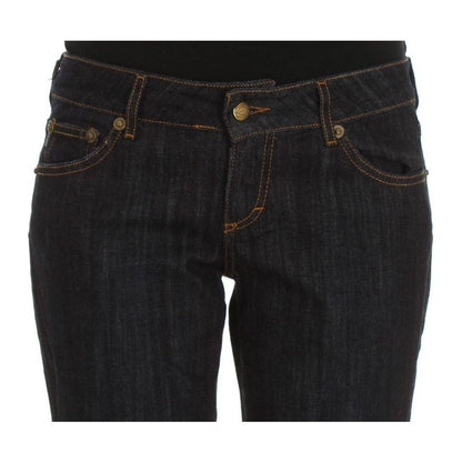Cavalli Blue Cotton Straight Fit Stretch Jeans