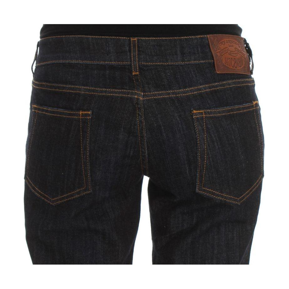 时尚蓝色直筒牛仔裤