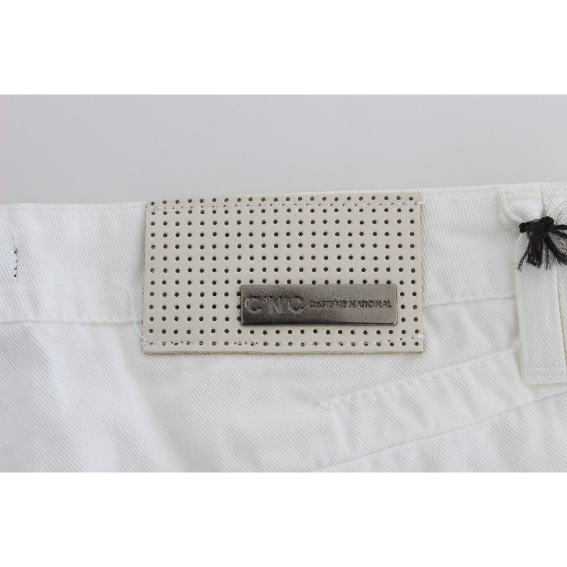 时尚修身白色棉质牛仔裤