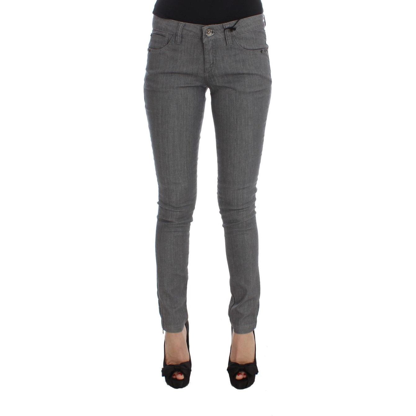 Costume National Gray Cotton Blend Slim Fit Jeans