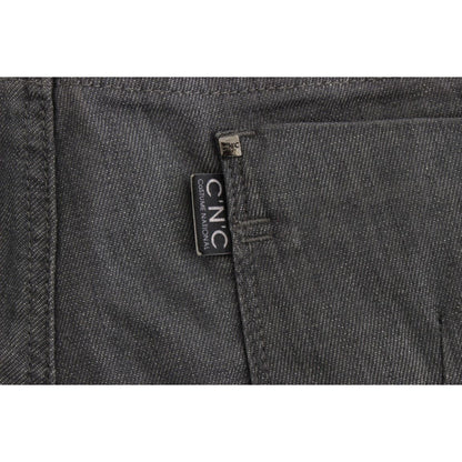 Costume National Gray Cotton Blend Slim Fit Jeans