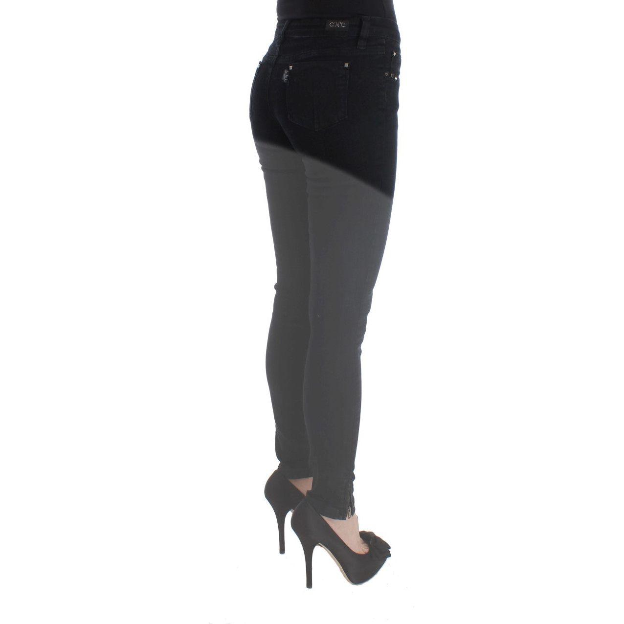 时尚黑色修身版型设计师牛仔裤