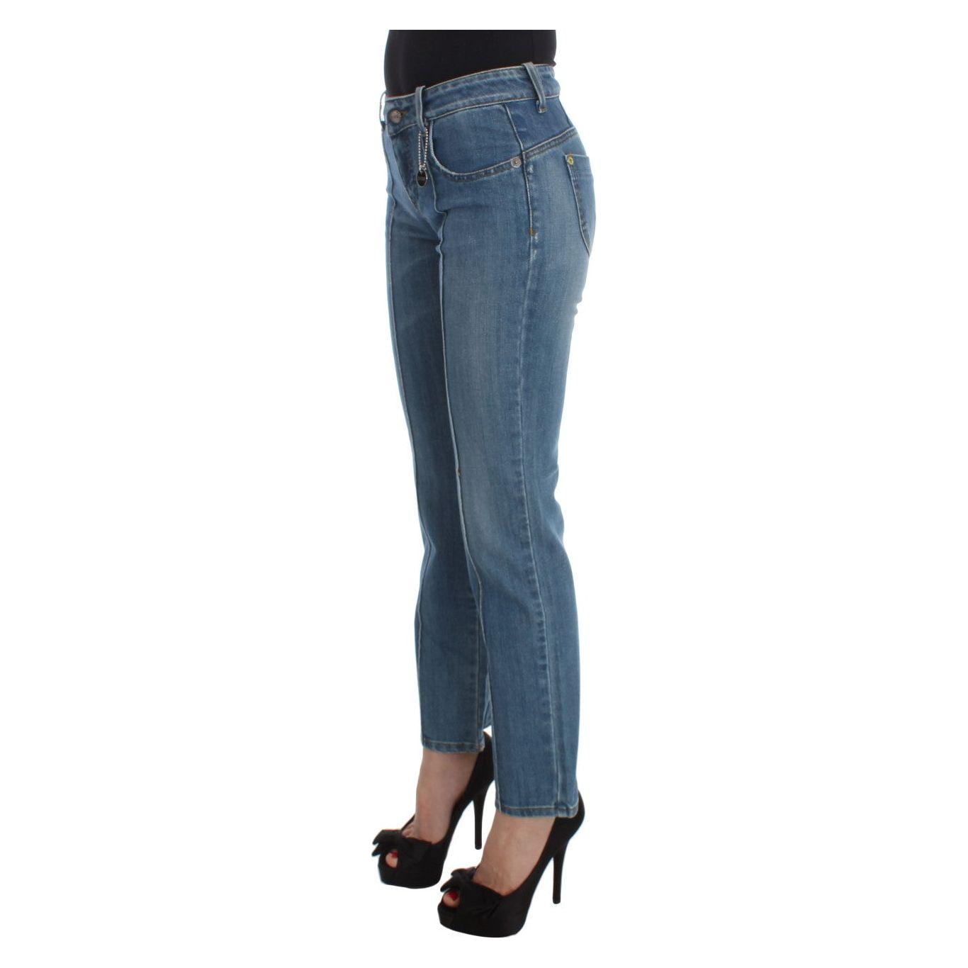Costume National Blue Cotton Slim Fit Cropped Jeans