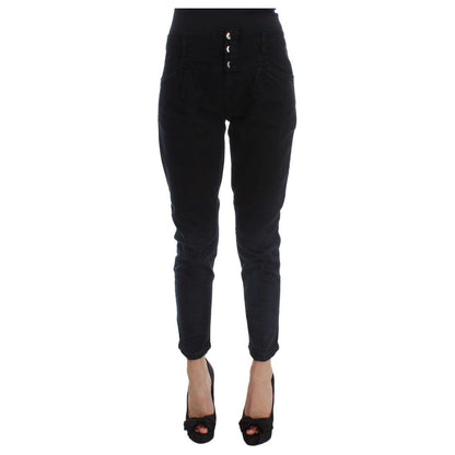 Costume National Black Cotton Slim Fit Cropped Jeans