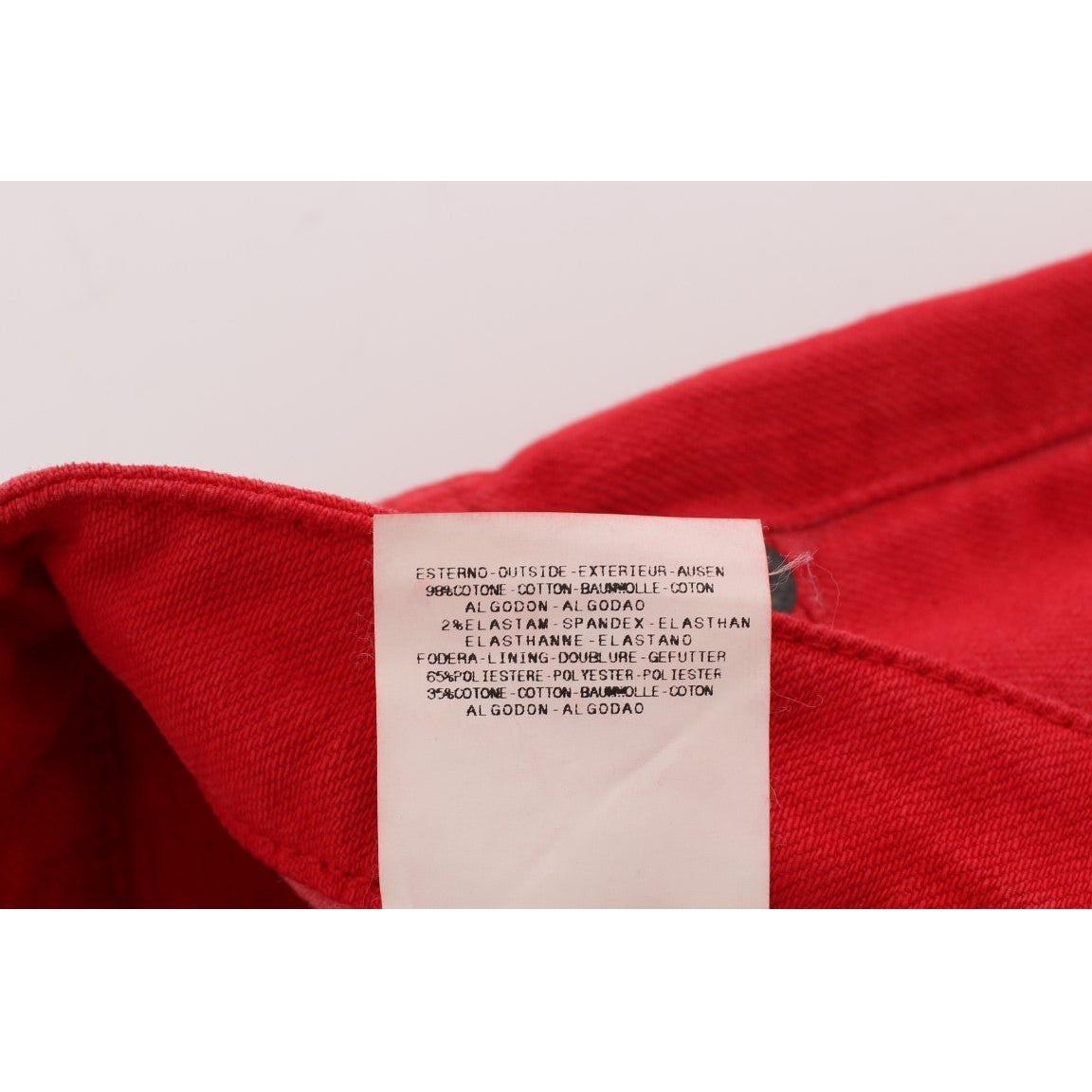 Costume National Red Cotton Blend Super Slim Fit Jeans