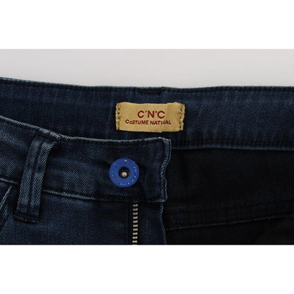 Costume National Blue Cotton Blend Slim Fit Jeans
