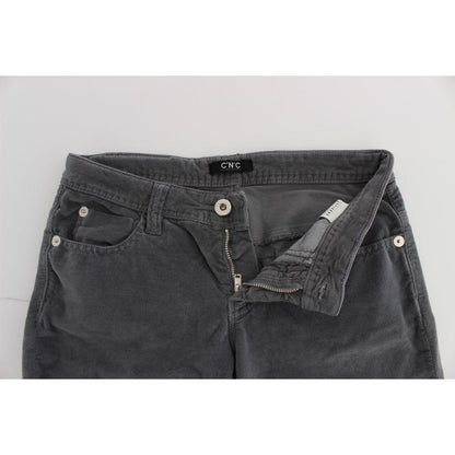 Costume National Gray Cotton Super Slim Corduroys Jeans