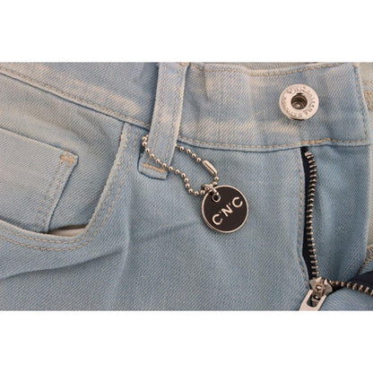 Costume National Blue Cotton Blend Super Slim Fit Jeans