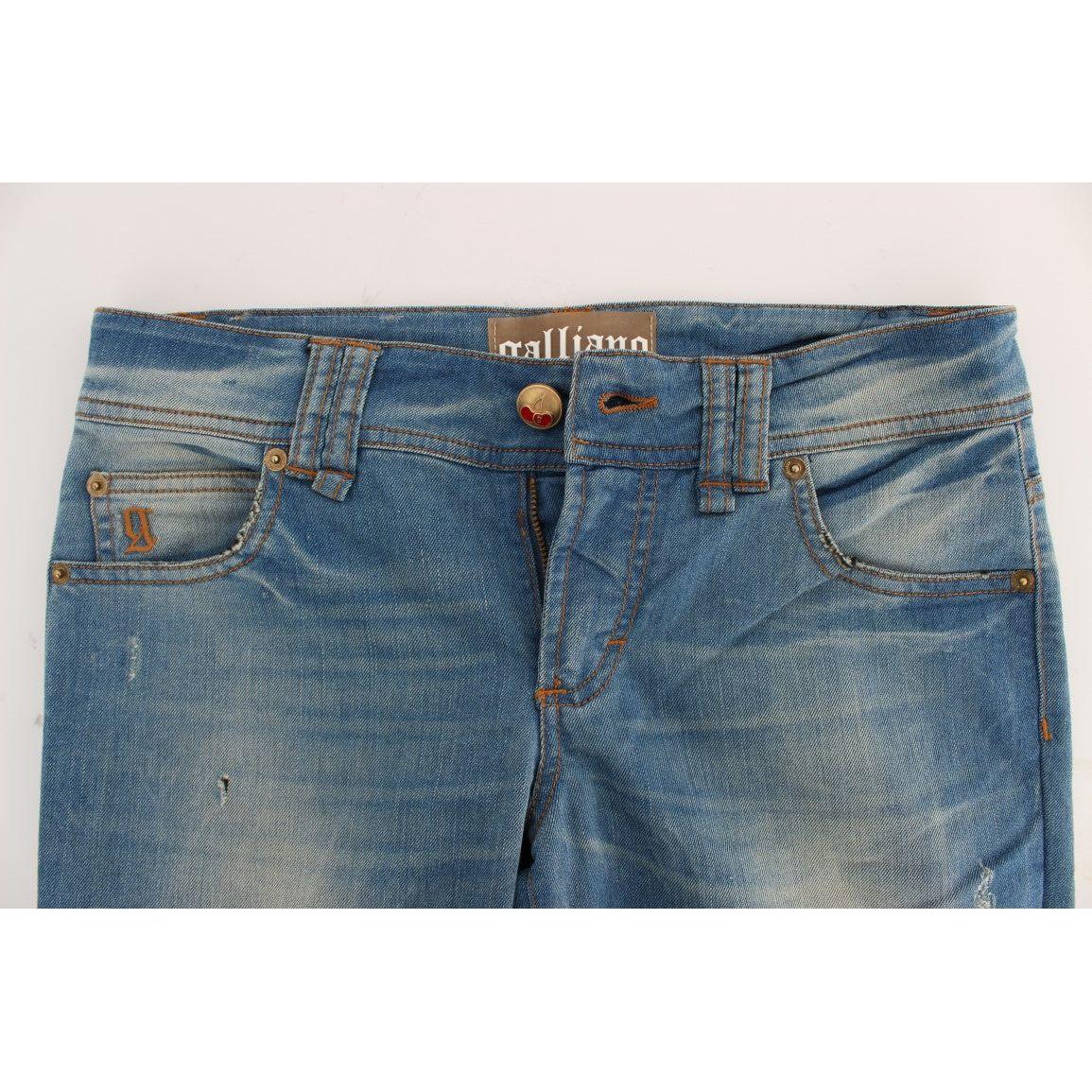 John Galliano Sleek Blue Slim Fit Designer Jeans John Galliano