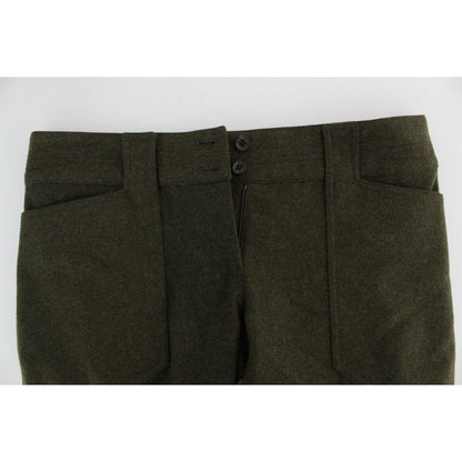 Ermanno Scervino Green Wool Blend Loose Fit Cargo Pants
