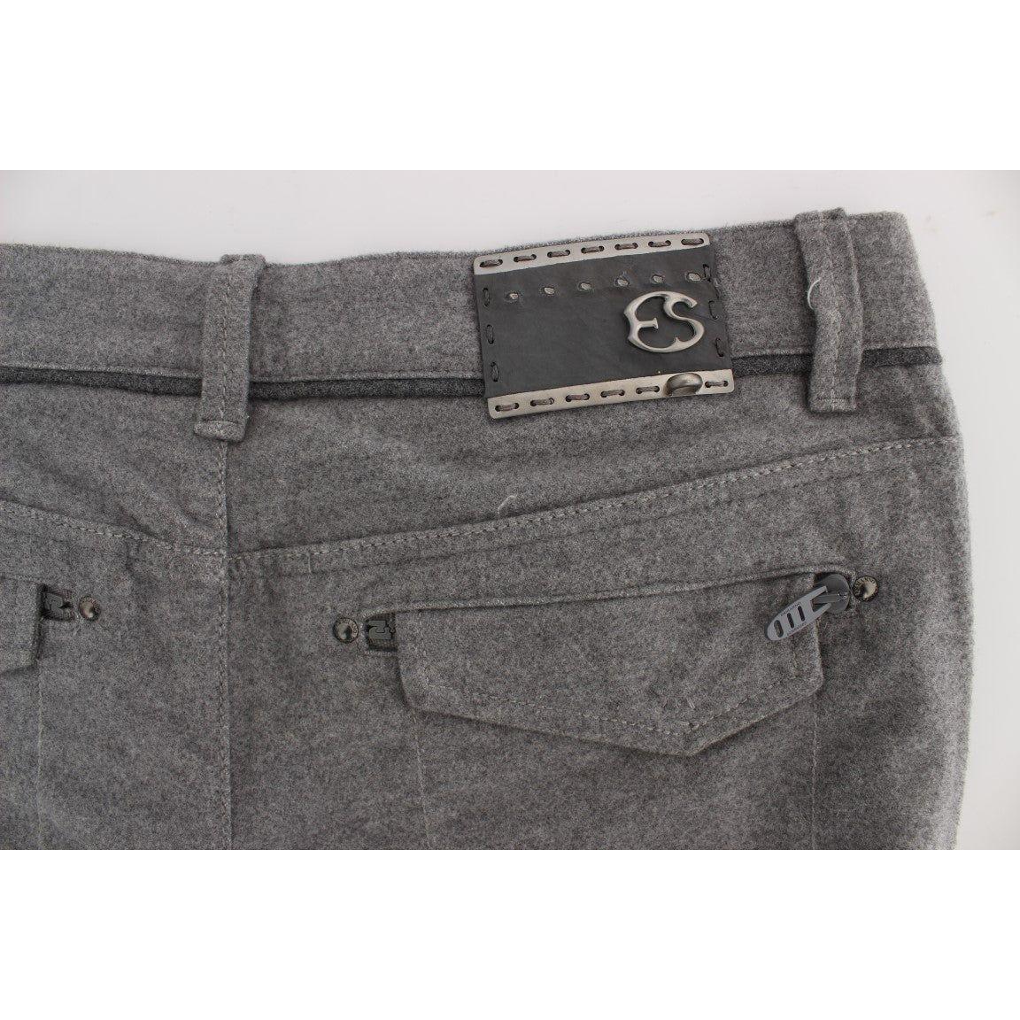 Ermanno Scervino Gray Cotton Straight Fit Casual Pants