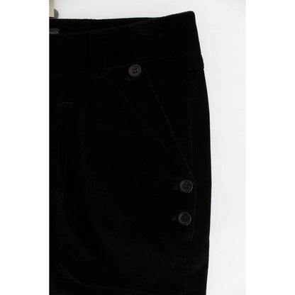 Ermanno Scervino Black Velvet Cotton Straight Legs Pants