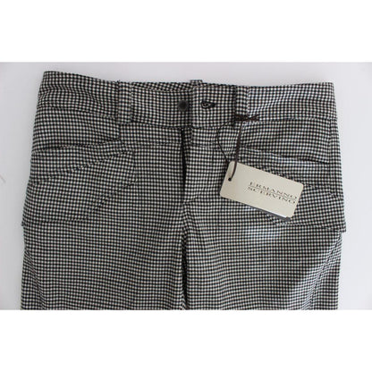 Ermanno Scervino Black White Checkered Cotton Casual Pants